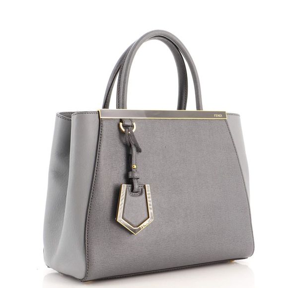 Fendi 2Jours Bag Leather Petite Gray - Picture 2 of 8